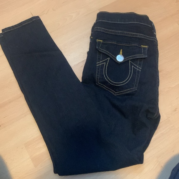 True religion size 28 midrise super skinny dark denim jeans. Name Halle - Picture 5 of 6